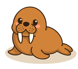 Cute sea lion illustration with playful features, designed in a kawaii style. Perfect for ocean-themed projects or animal content, especially for kids' illustrations.