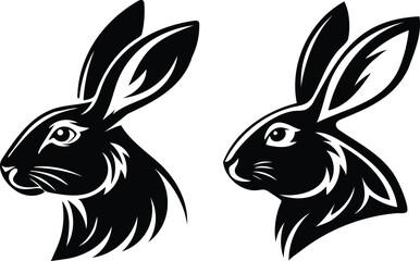 Black and white vector illustration of a cute cartoon rabbit, perfect for Easter or baby animal designs