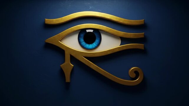 Illuminated Gold Symbol on Blue Background - This video features a glowing gold symbol emerging from a rich blue textured background.