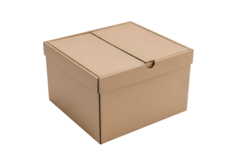 Beige cardboard box with a divided top.