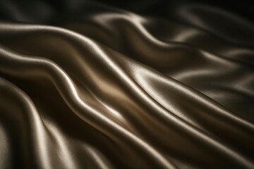 Fototapeta premium Elegant golden silk fabric with soft folds creates a luxurious, sophisticated texture background