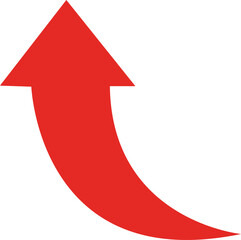 Red Upward Curved Arrow on White Background vector illustration