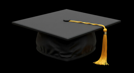 Graduation cap with golden tassel, symbol of success and academic excellence, suitable for invites or event promotions