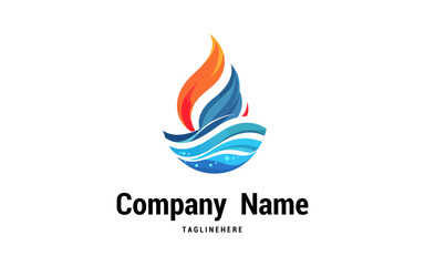 Water and Fire Logo Design  hot and cool water vector logo icon
