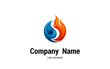 Water and Fire Logo Design  hot and cool water vector logo icon