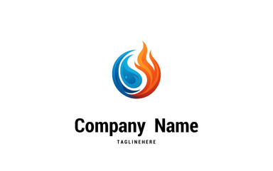 Water and Fire Logo Design  hot and cool water vector logo icon