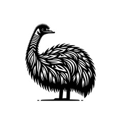 A detailed emu illustration isolated on white background with intricate pattern