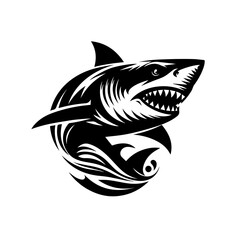 Obraz premium Shark illustration isolated on white background, decorative vintage design