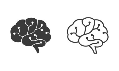 Smart Brain AI Technology Vector Icon Set