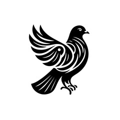 Fototapeta premium Elegant black and white dove in flight isolated on white background