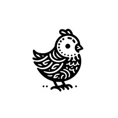 Cute chicken with decorative ornaments isolated on white background