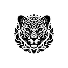 Fototapeta premium Leopard head with decorative patterns isolated on white background