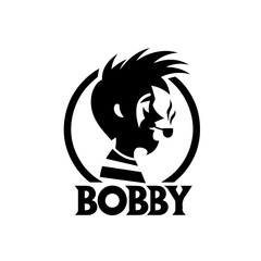 Retro cartoon character logo bobby isolated on white background