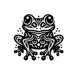 Stylized frog with tribal patterns isolated on white background