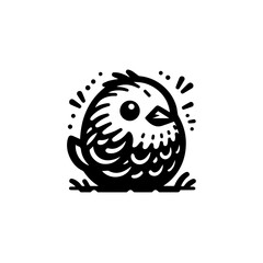 Illustration of a cute round bird isolated on white background