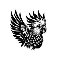 Detailed cockatoo illustration with a prominent crest isolated on white background
