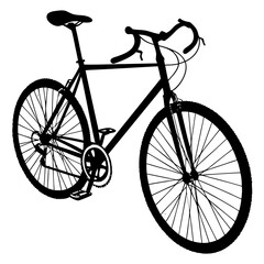 Isolated Black Silhouette of Bicycle on White Background