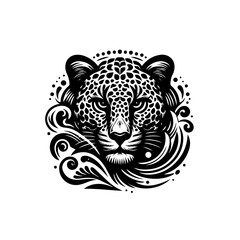 Detailed leopard head illustration isolated on white background