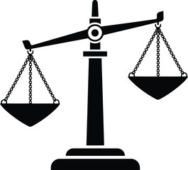 Vector illustration of a balanced scale representing justice law and legal equilibrium in court system