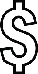 Vector illustration of a simple bold dollar sign representing currency and financial transactions in a clean style