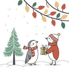 christmas card with birds