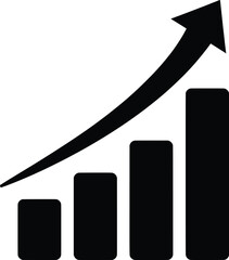 Vector illustration of a business chart showing upward growth and success in financial performance and market investment