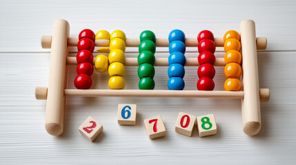 Colorful Abacus And Number Blocks On White
