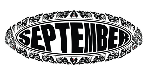 Ornate September Text with Thai Art Frame