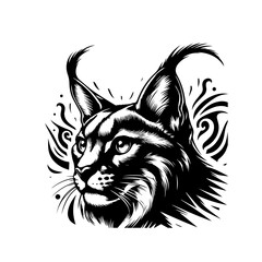 Portrait of a lynx head isolated on white background in vector format