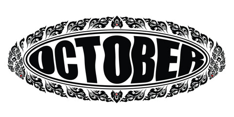 Ornate October ber Text with Thai Art Frame