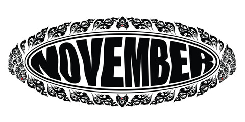 Ornate November Text with Thai Art Frame