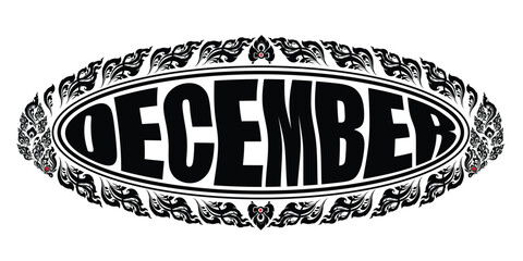 Ornate December Text with Thai Art Frame
