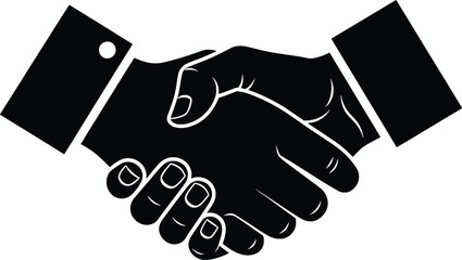 Vector illustration of a successful business deal represented by a handshake between two people in suits showing partnership and agreement