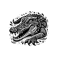 Detailed crocodile illustration, isolated on white background