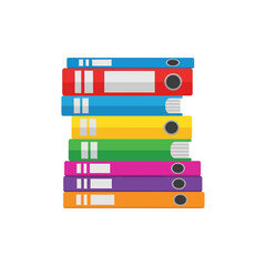 Fototapeta premium A stack of colorful binders are stacked on top of each other, showing organization for office work.