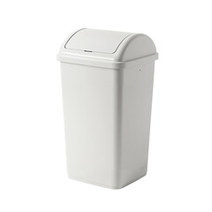 Modern white trash can with lid on a clean surface  