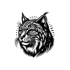 Detailed lynx head illustration isolated on white background, vintage style