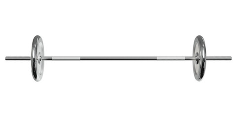 Cast Iron Adjustable Barbell, weightlifting gym equipment, front view, isolated on white background. 3D illustration