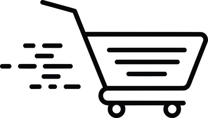 Vector illustration of a shopping cart moving quickly symbolizing fast delivery and efficient online purchase process for modern ecommerce