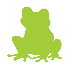Vibrant Green Frog Silhouette Isolated on White Background
