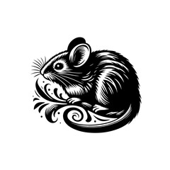 Illustration of a cute mouse isolated on white background, decorative design