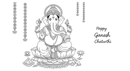 illustration of Lord Ganpati for Ganesh Chaturthi festival of India, Ganesh chaturthi for greeting,card, poster background.