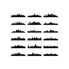 Obraz premium Collection of black city skylines on white background vector graphics cityscape silhouette