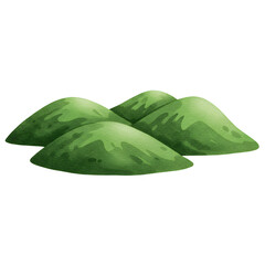 Detailed Hand Drawn Illustration of Green Hills or Mounds