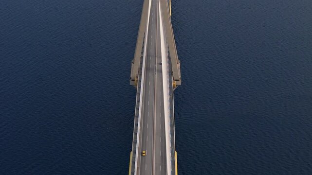 Greece Peloponnese Rio Antirio Bridge highway connection with the mainland aerial images