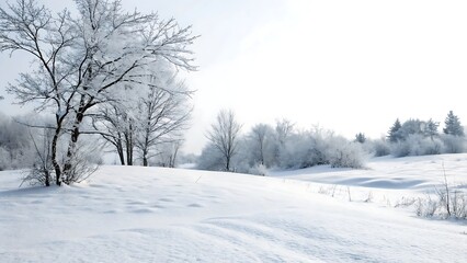 Clean white snow landscape isolated on white background. AI GENERATED.
