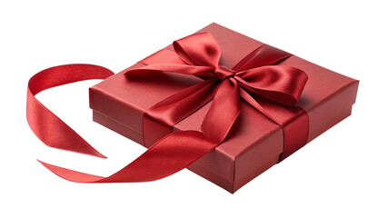 Elegant red gift box with silky ribbon provides festive charm, perfect for promotions and special occasions