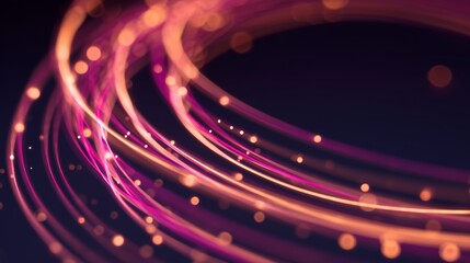 Pink Neon Bokeh Trails in Spiral Shape with Glowing Motion Effect and Blurred Edges