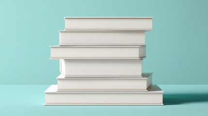 Stack of White Books with Blank Spines on Pastel Background – Minimal Clean Design Template