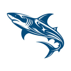 Modern shark illustration with flowing lines and starry details. Vector illustration.
